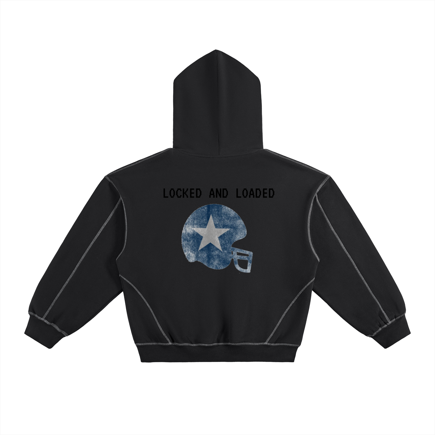 Contrast-Stitched Boxy Fleece Hoodie