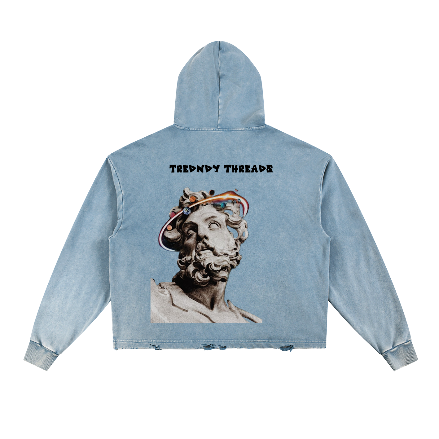 Vintage Washed Frayed-Hem Hoodie